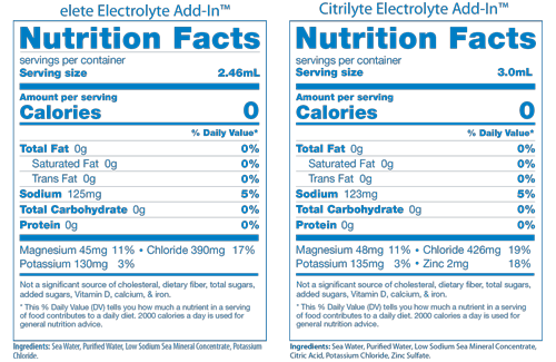 elete Electrolyte and CitriLyte Facts Panels